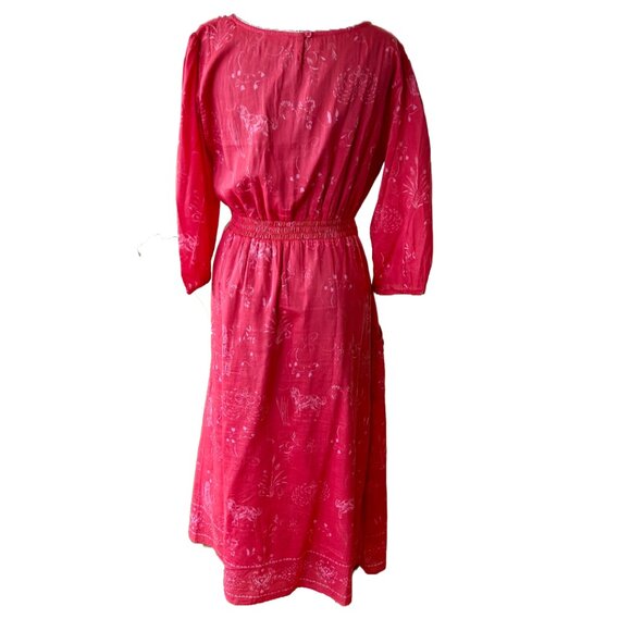 NWOT PRESS Melanie Press (British Designer)Pink Floral 100% Cotton Dress Size L - Picture 3 of 14